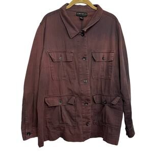 Forever 21 Plus + Size 2X 4 Pocket Purple Collared Button Down Long Sleeve Shirt